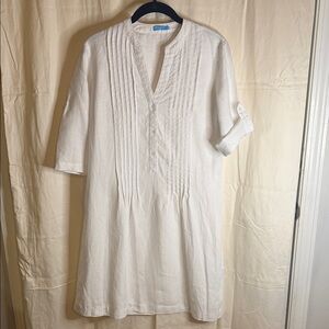 J. McLaughlin White Linen Pintuck Tunic